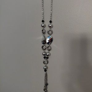 Silver Necklace with Black beading
